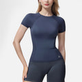 Anna-Kaci Active Women's Short Sleeve Seamless Fitted Tee with Crew Neck and Stretch Fabric
