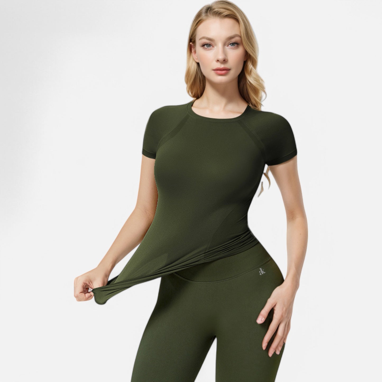 Anna-Kaci Active Women's Short Sleeve Seamless Fitted Tee with Crew Neck and Stretch Fabric