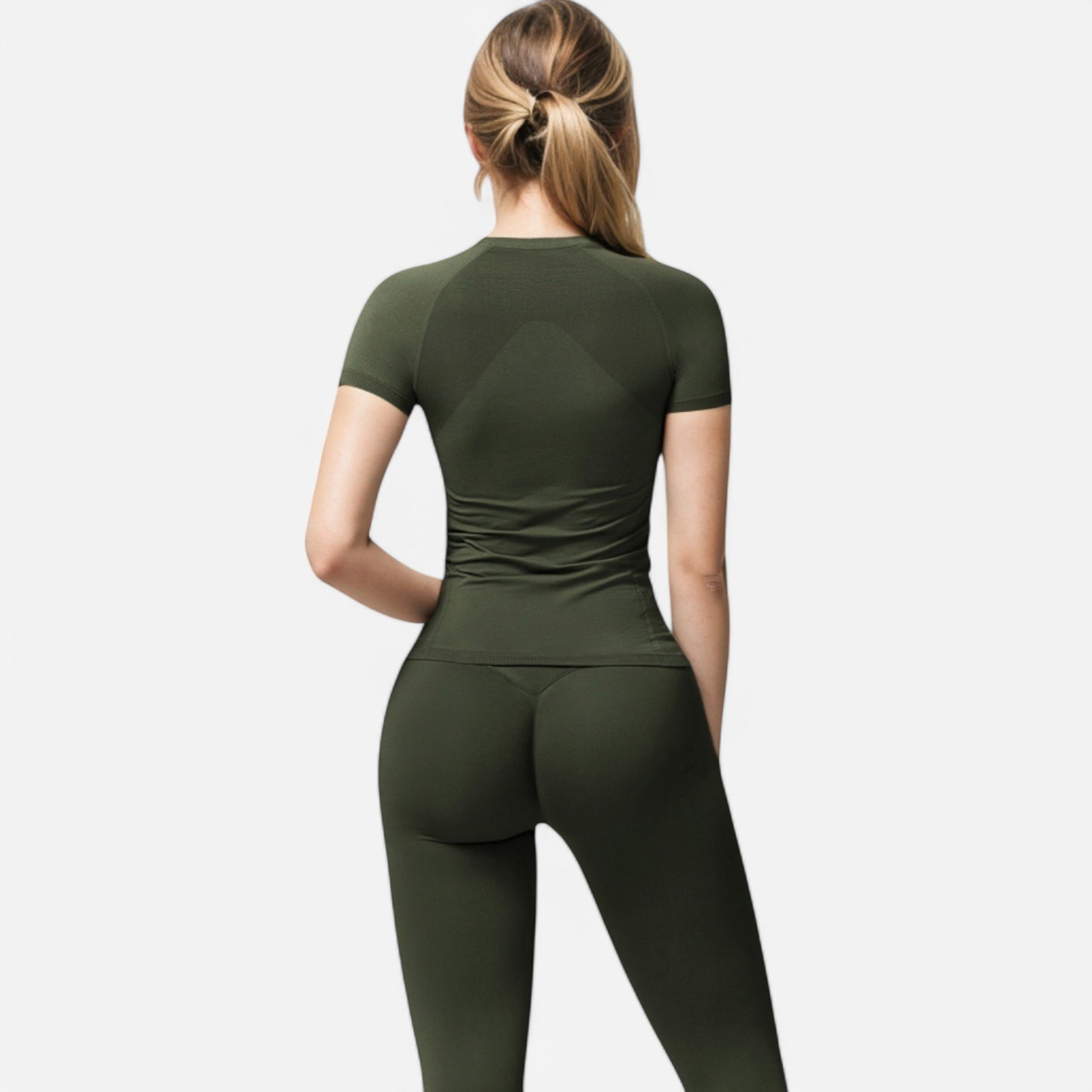 Anna-Kaci Active Women's Short Sleeve Seamless Fitted Tee with Crew Neck and Stretch Fabric
