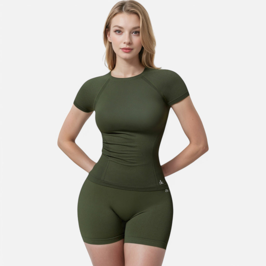 Anna-Kaci Active Women's Short Sleeve Seamless Fitted Tee with Crew Neck and Stretch Fabric