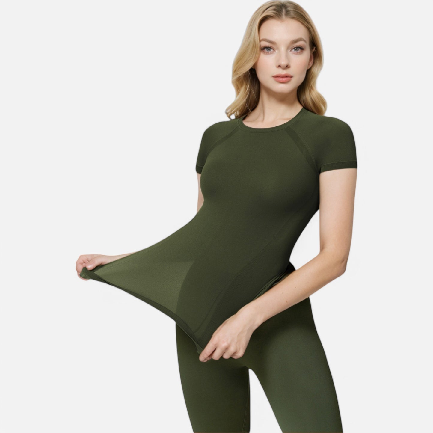 Anna-Kaci Active Women's Short Sleeve Seamless Fitted Tee with Crew Neck and Stretch Fabric