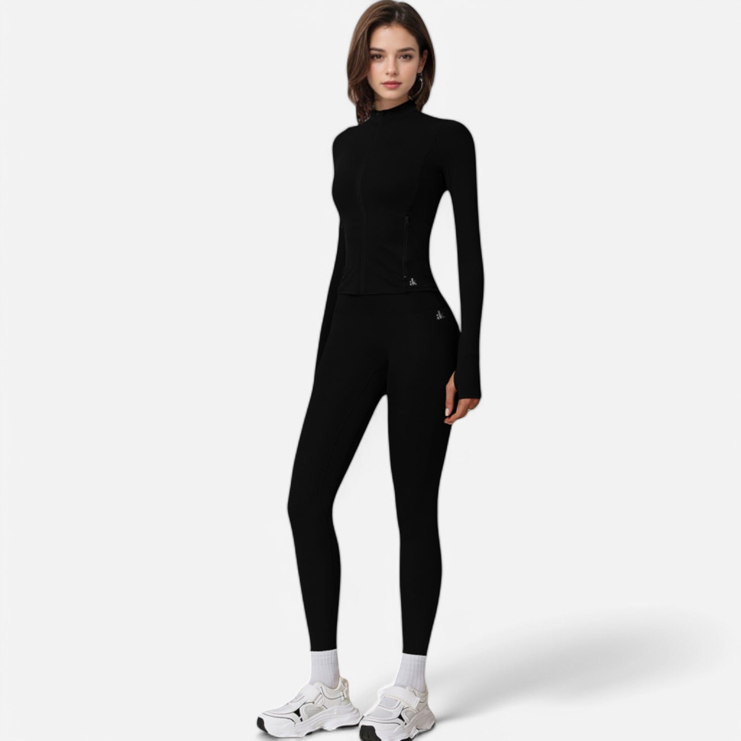 Anna-Kaci Active Women's Long Sleeve Fitted Zip-Up Jacket with High Collar and Thumbhole Cuffs