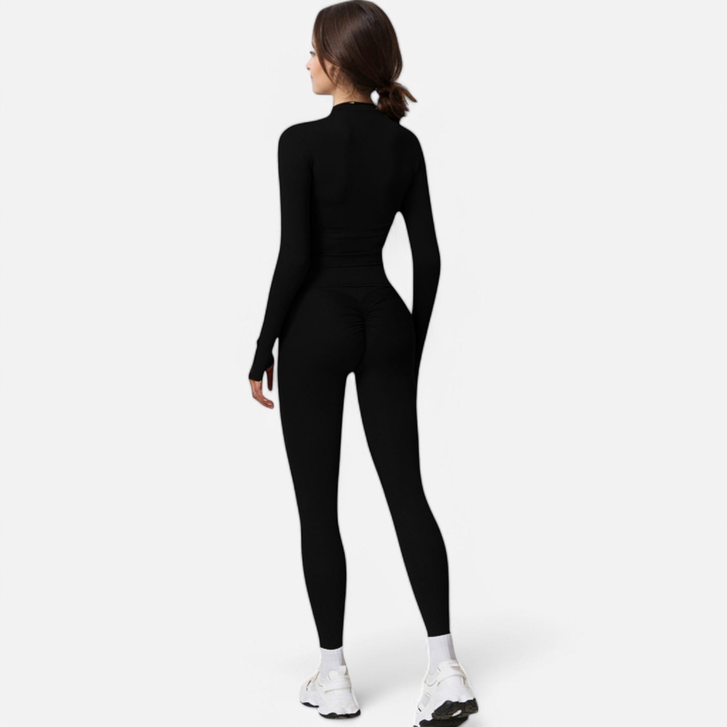 Anna-Kaci Active Women's Long Sleeve Fitted Zip-Up Jacket with High Collar and Thumbhole Cuffs