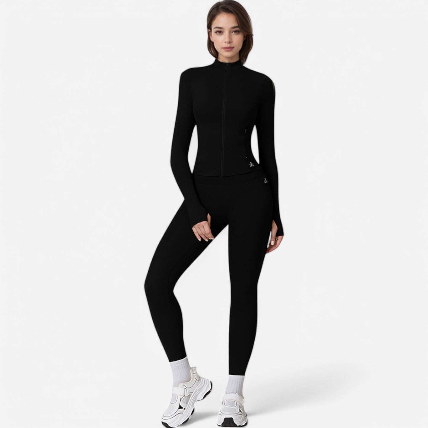 Anna-Kaci Active Women's Long Sleeve Fitted Zip-Up Jacket with High Collar and Thumbhole Cuffs