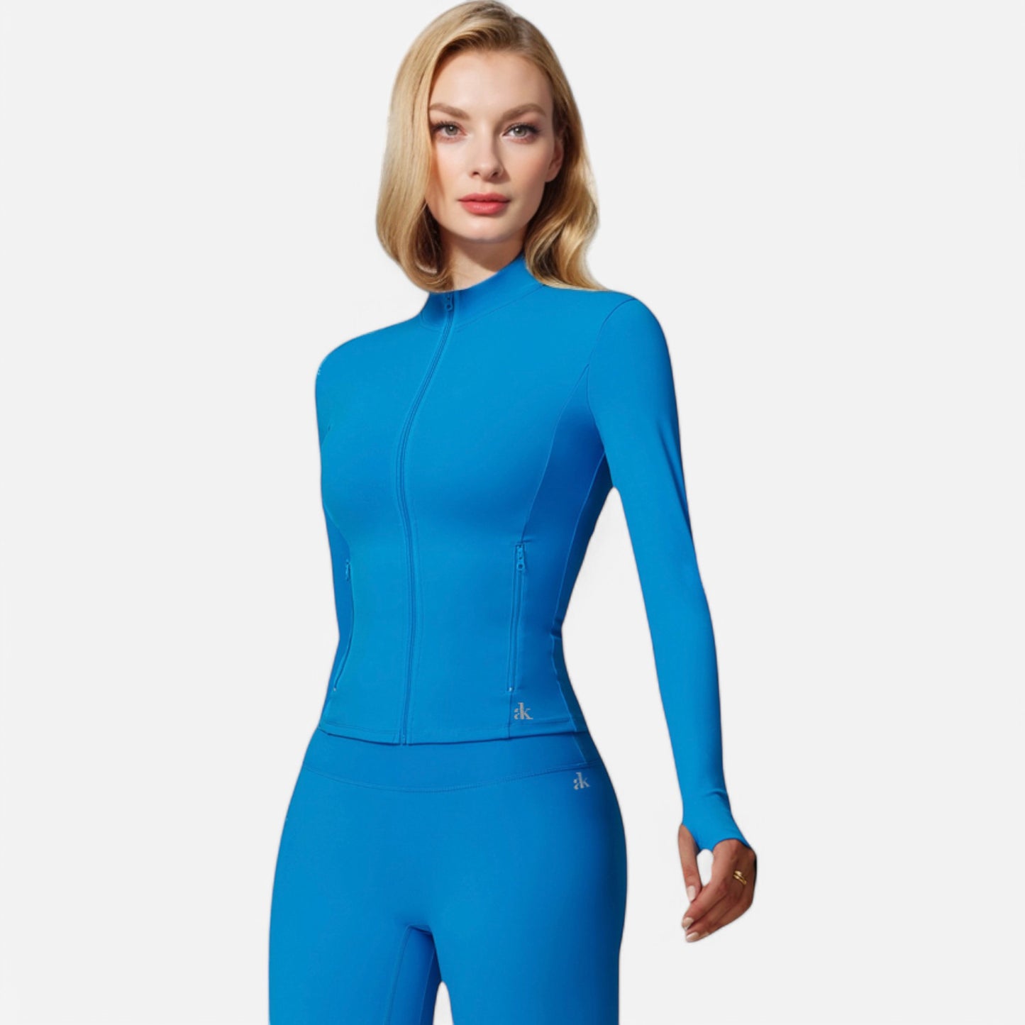 Anna-Kaci Active Women's Long Sleeve Fitted Zip-Up Jacket with High Collar and Thumbhole Cuffs