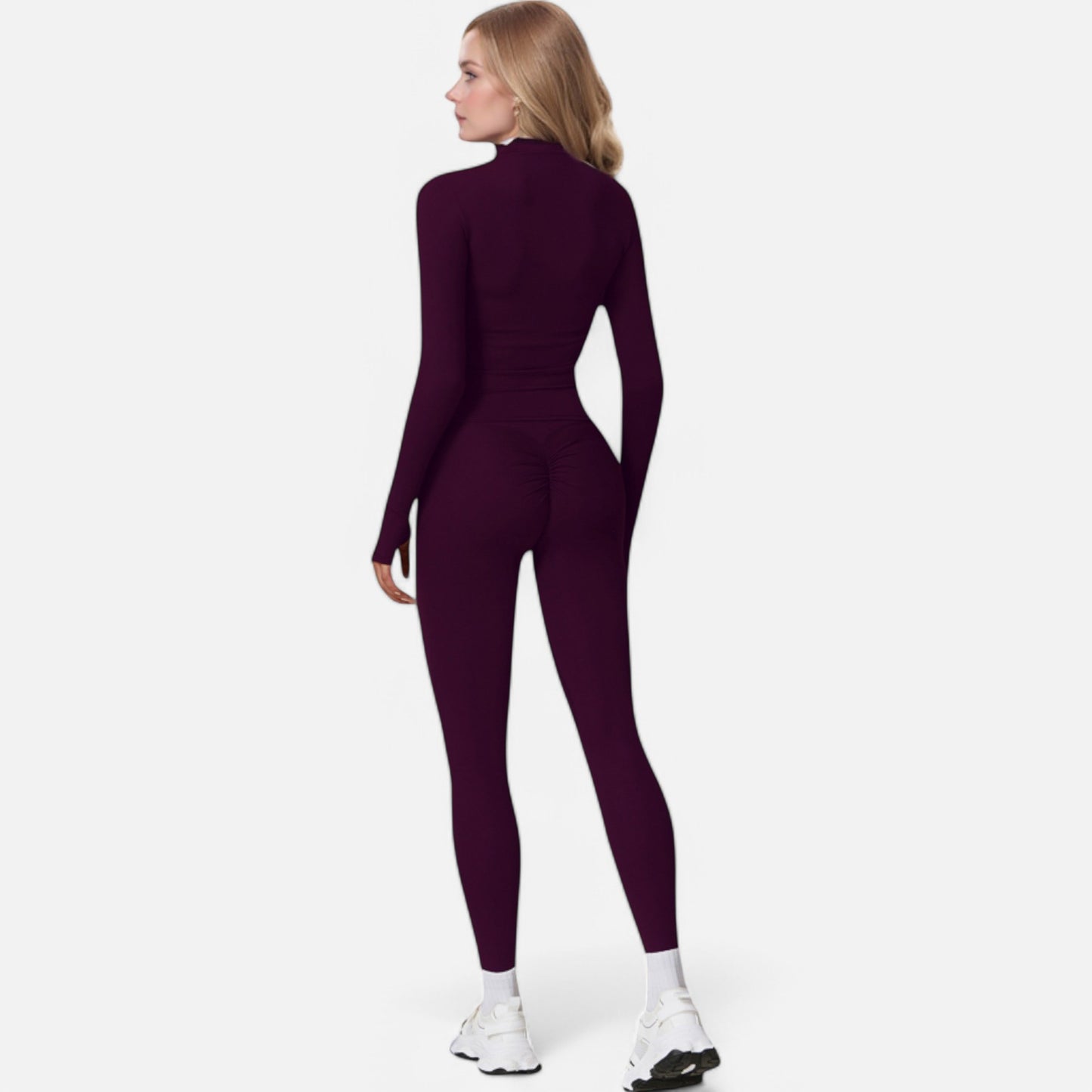 Anna-Kaci Active Women's Long Sleeve Fitted Zip-Up Jacket with High Collar and Thumbhole Cuffs