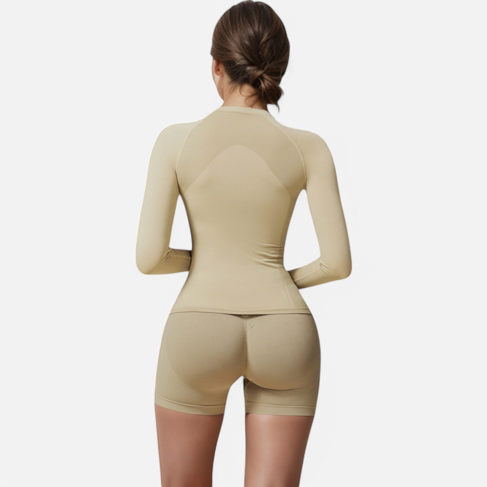 Anna-Kaci Active Women's Long Sleeve Fitted Crew Neck Top with Thumbhole Cuffs and Seam Detailing