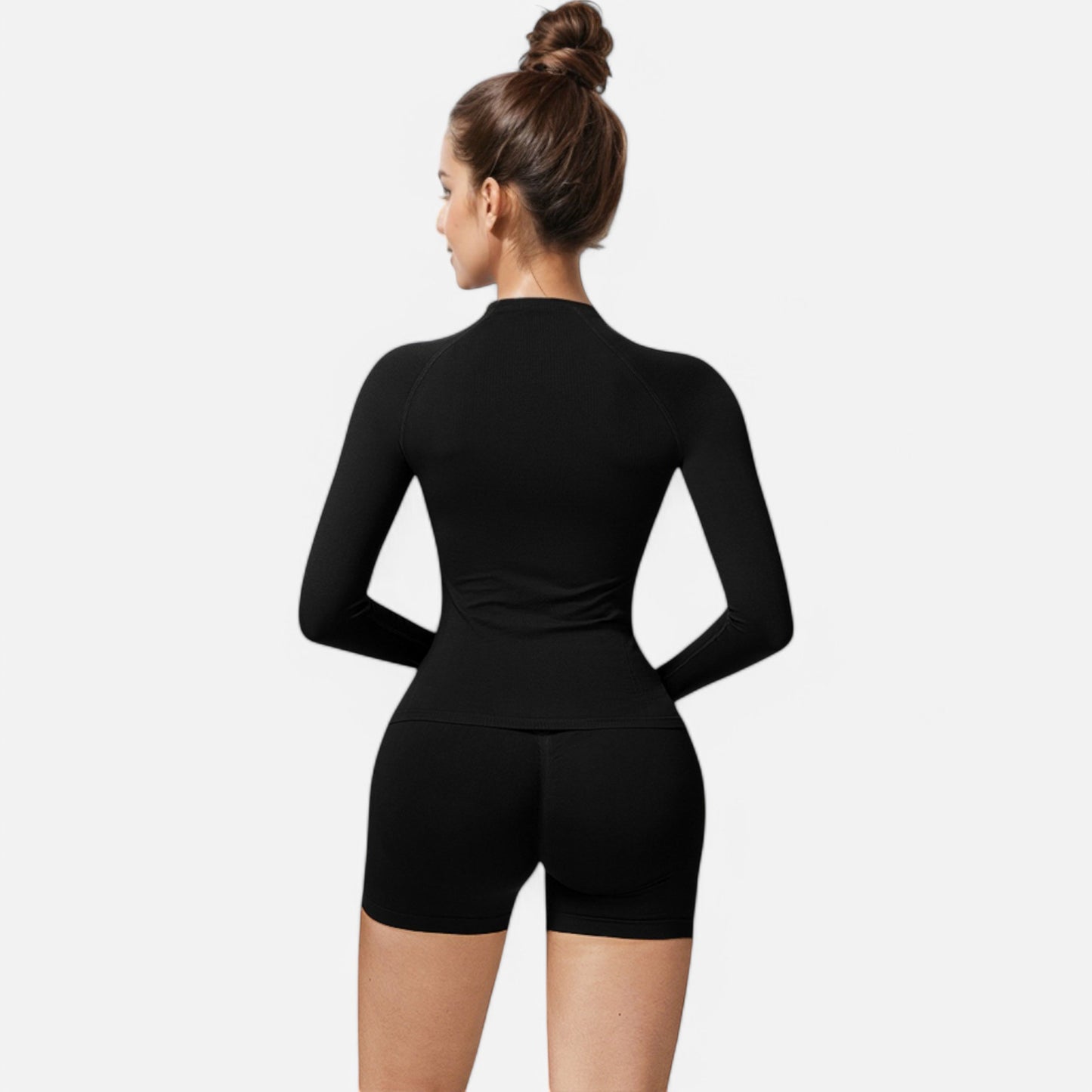 Anna-Kaci Active Women's Long Sleeve Fitted Crew Neck Top with Thumbhole Cuffs and Seam Detailing