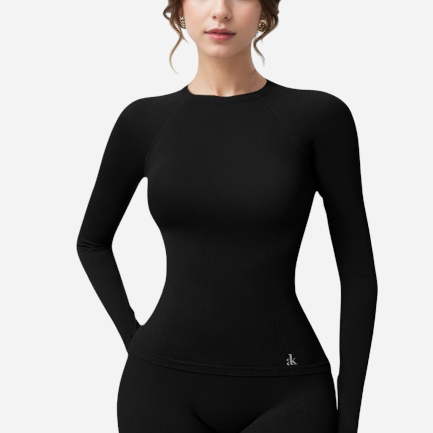 Anna-Kaci Active Women's Long Sleeve Fitted Crew Neck Top with Thumbhole Cuffs and Seam Detailing