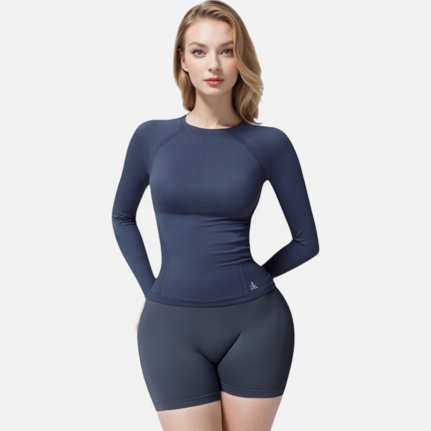 Anna-Kaci Active Women's Long Sleeve Fitted Crew Neck Top with Thumbhole Cuffs and Seam Detailing