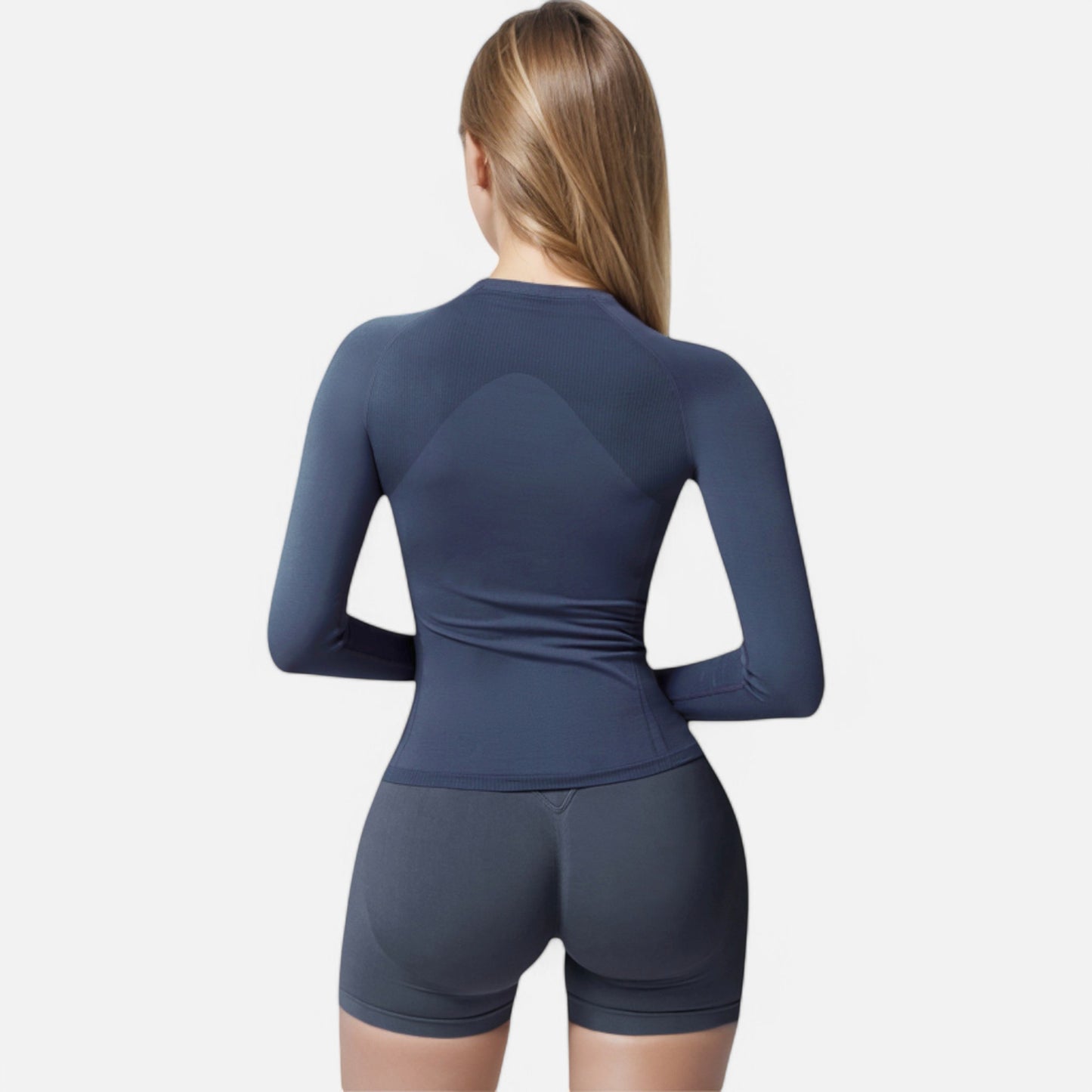 Anna-Kaci Active Women's Long Sleeve Fitted Crew Neck Top with Thumbhole Cuffs and Seam Detailing