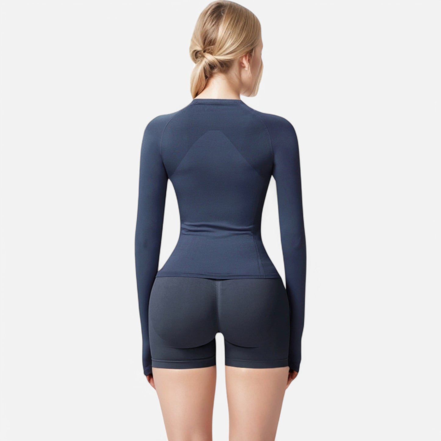 Anna-Kaci Active Women's Long Sleeve Fitted Crew Neck Top with Thumbhole Cuffs and Seam Detailing