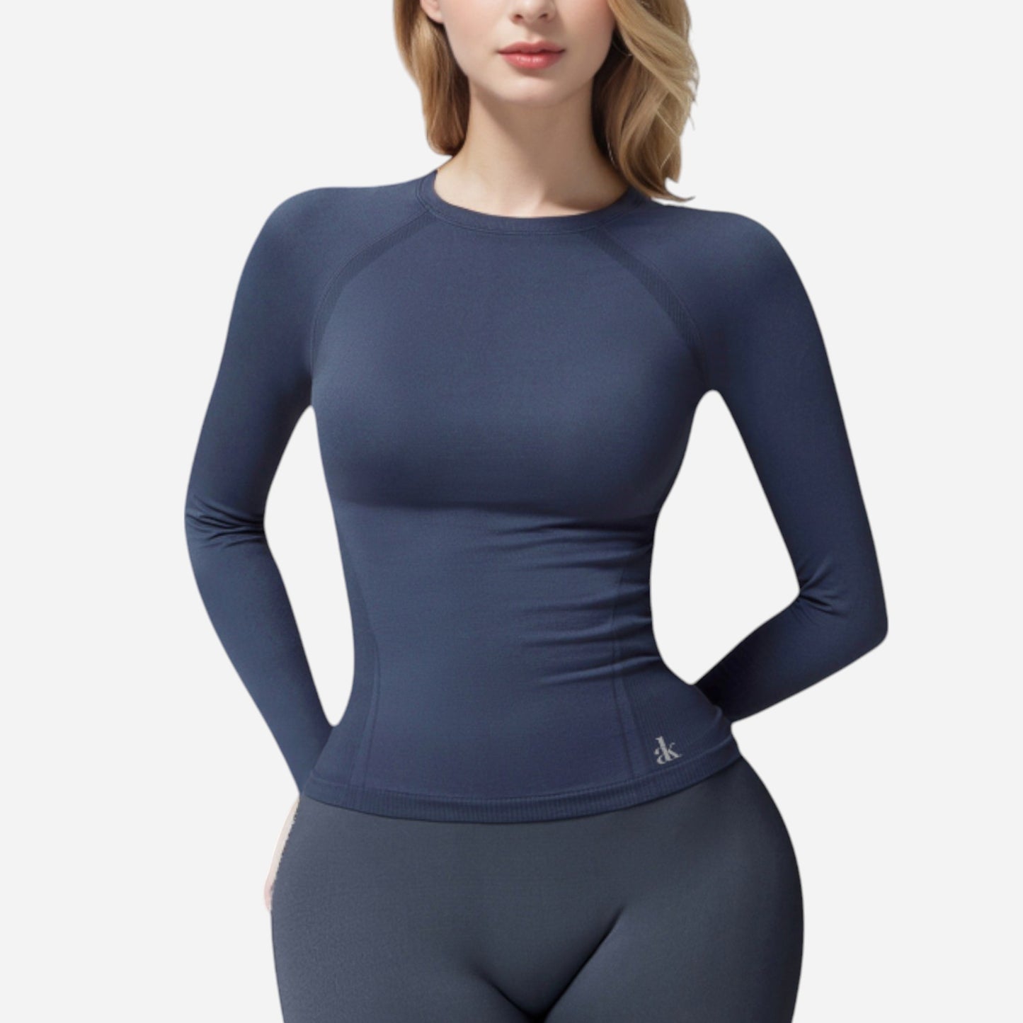 Anna-Kaci Active Women's Long Sleeve Fitted Crew Neck Top with Thumbhole Cuffs and Seam Detailing