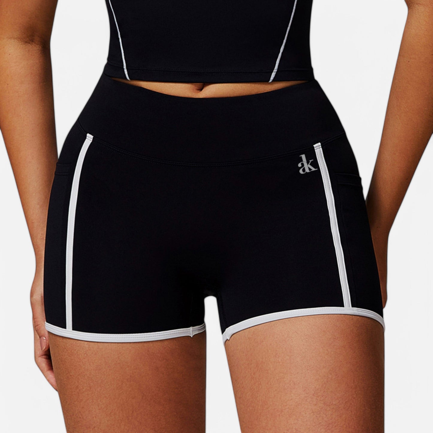 Anna-Kaci Active Active Women's High Waist Biker Shorts with Contrast Piping and Seamless Stretch Fabric