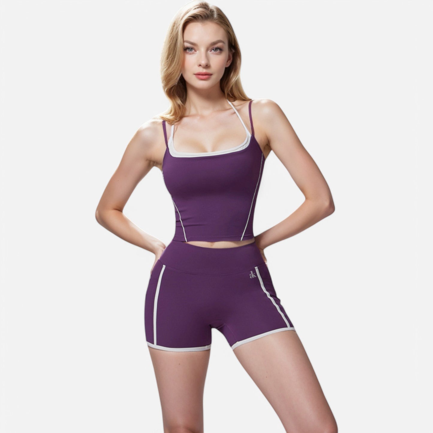 Anna-Kaci Active Active Women's High Waist Biker Shorts with Contrast Piping and Seamless Stretch Fabric