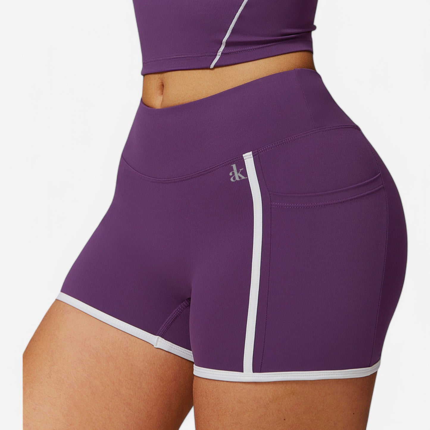 Anna-Kaci Active Active Women's High Waist Biker Shorts with Contrast Piping and Seamless Stretch Fabric