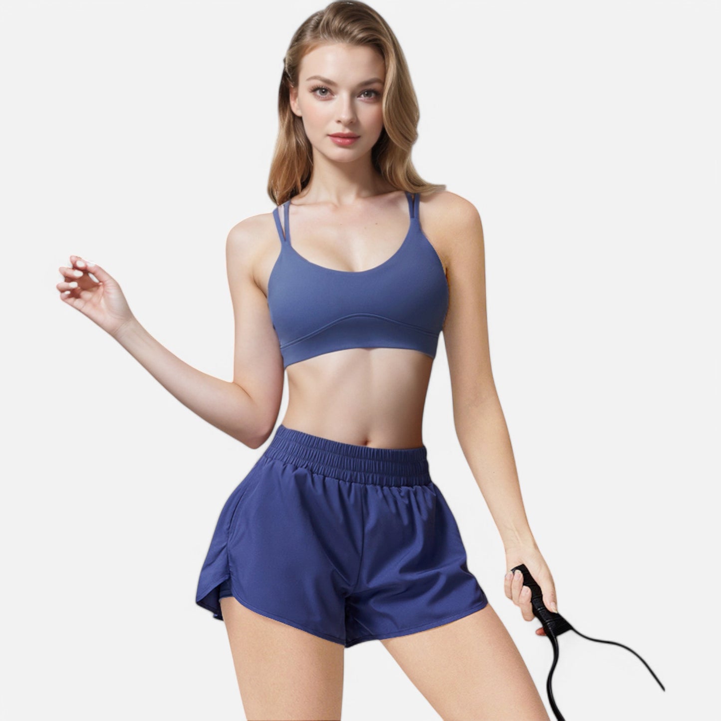 Anna-Kaci Active Women's High Waist Double Layered Running Shorts with Elastic Waistband and Curved Hem