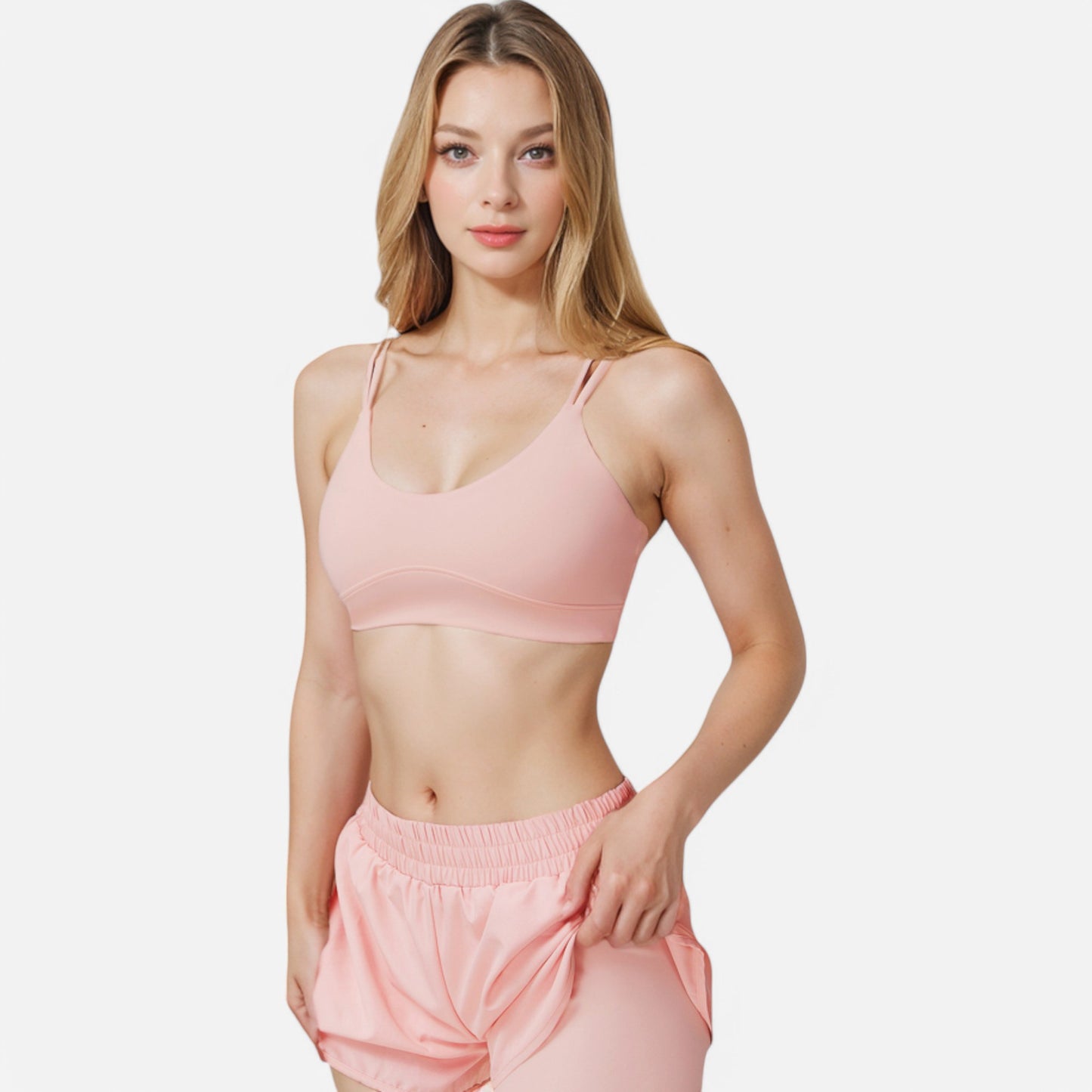 Anna-Kaci Active Women's High Waist Double Layered Running Shorts with Elastic Waistband and Curved Hem