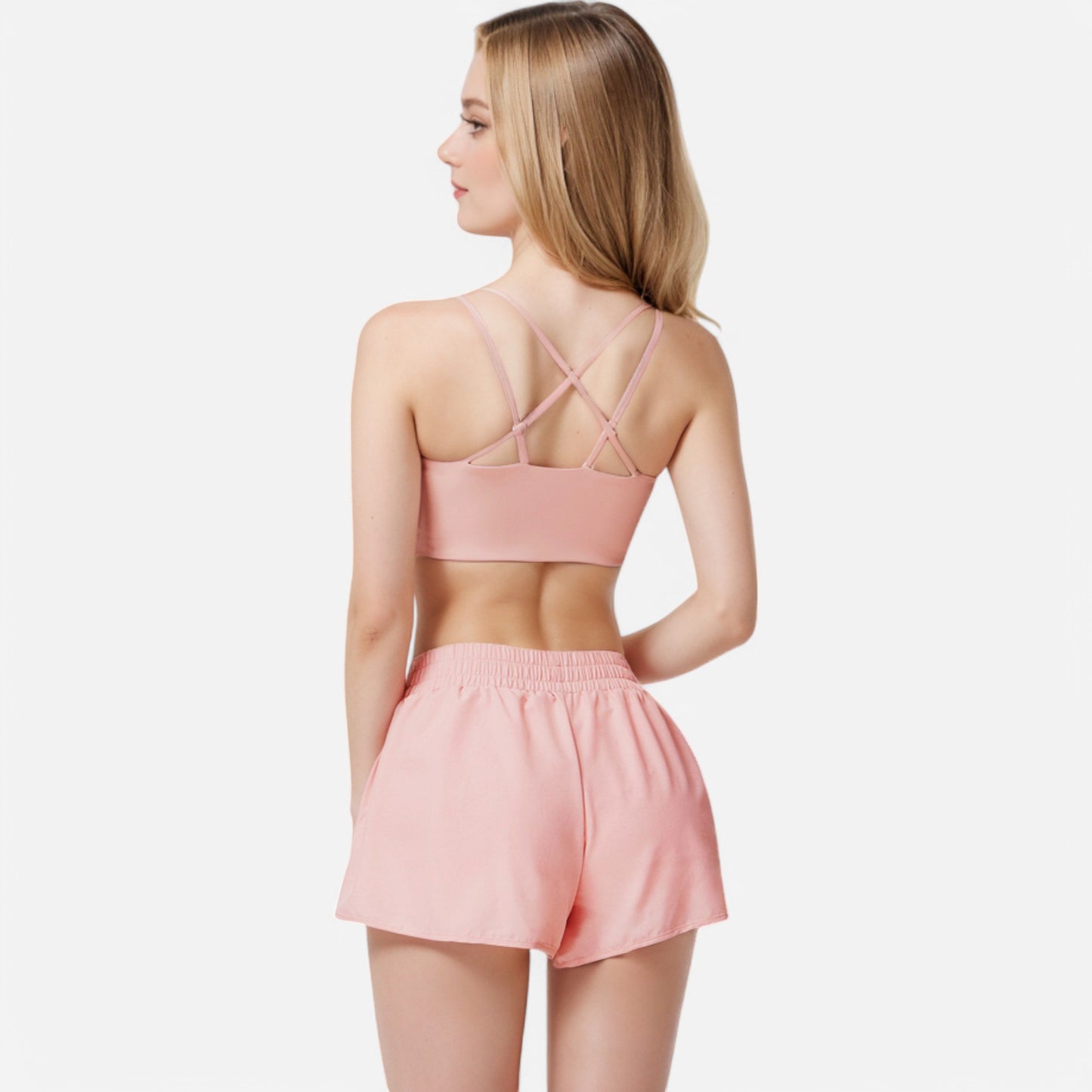 Anna-Kaci Active Women's High Waist Double Layered Running Shorts with Elastic Waistband and Curved Hem