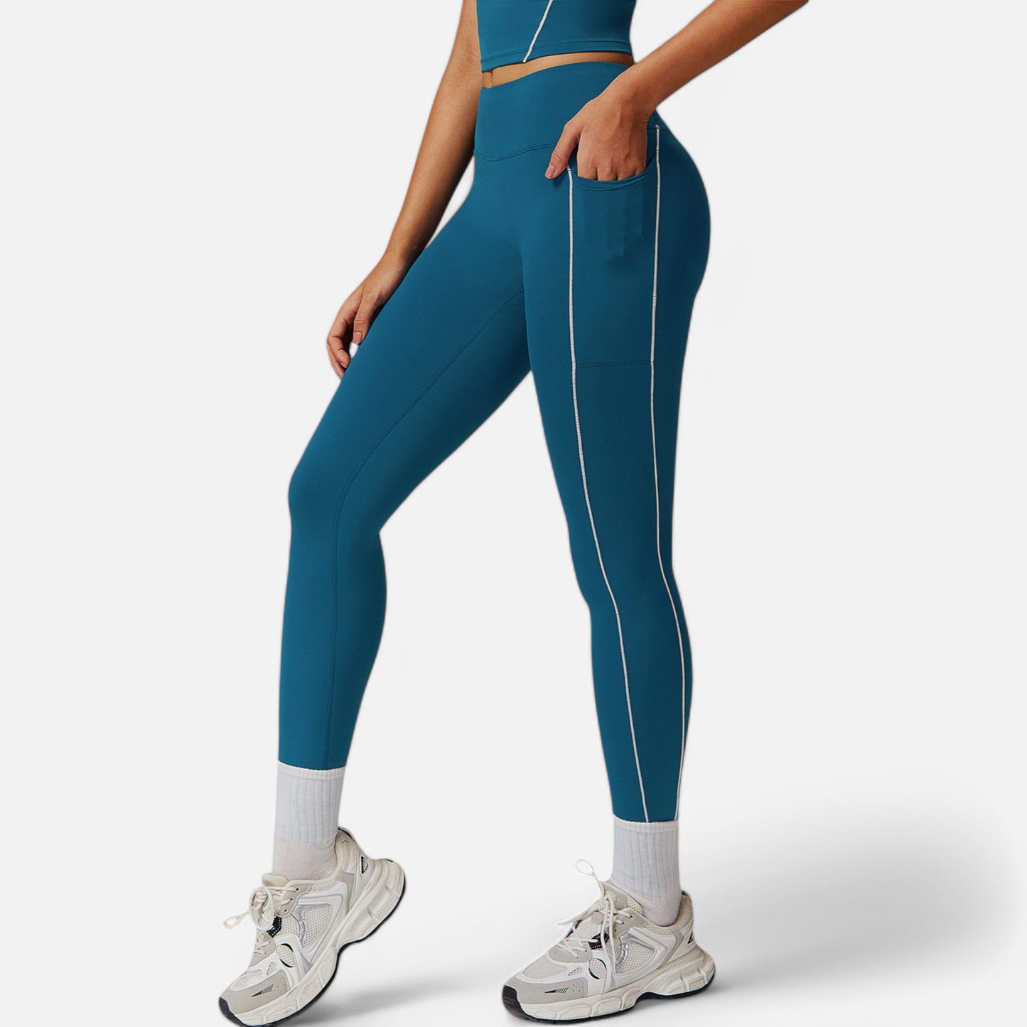 Anna-Kaci Active Women's High Waist Seam Detail Leggings with Contoured Fit and Stretch Fabric