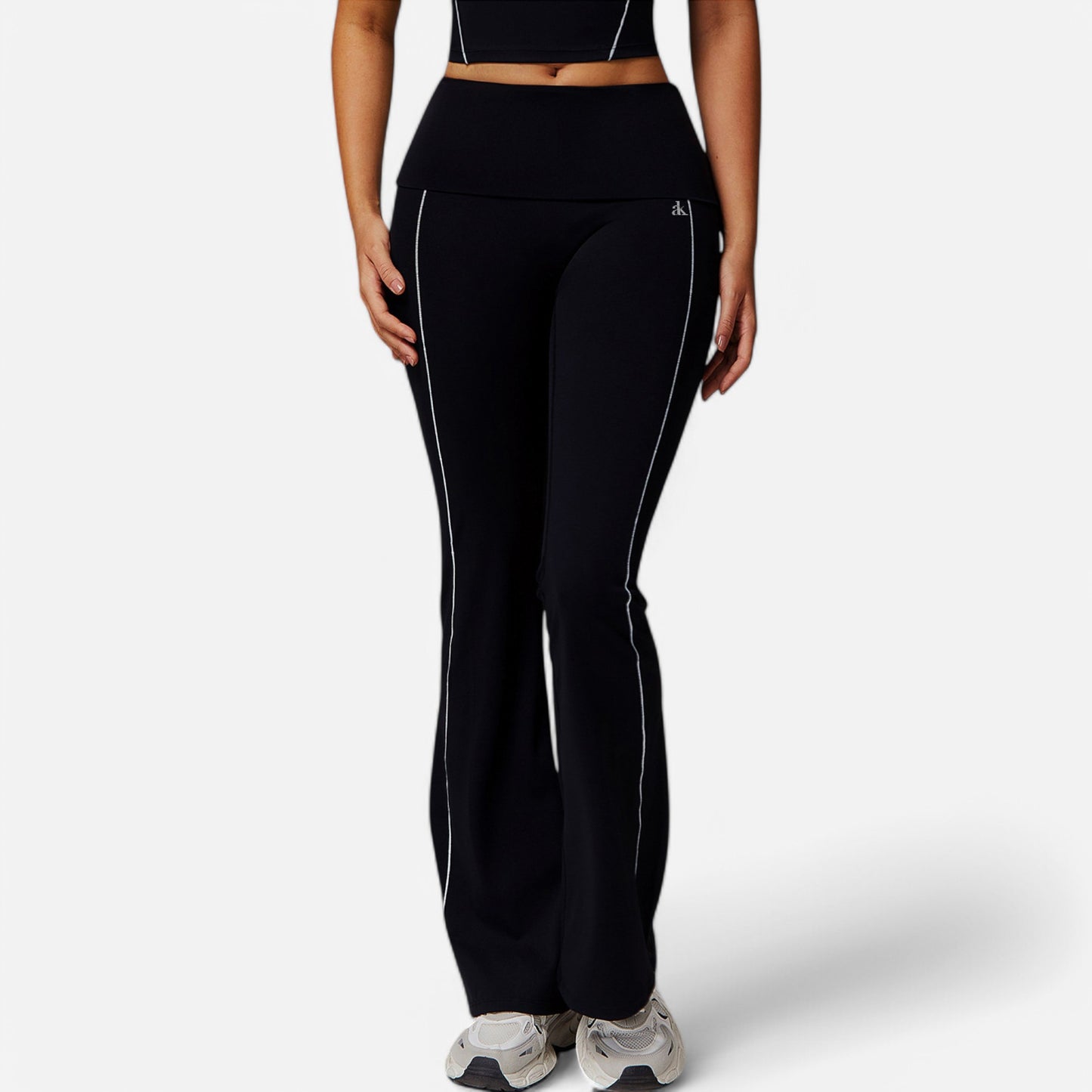 Anna-Kaci Active Women's High Waist Flared Leggings with Contrast Seam Detail and Stretch Fabric
