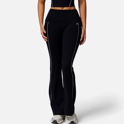 Anna-Kaci Active Women's High Waist Flared Leggings with Contrast Seam Detail and Stretch Fabric