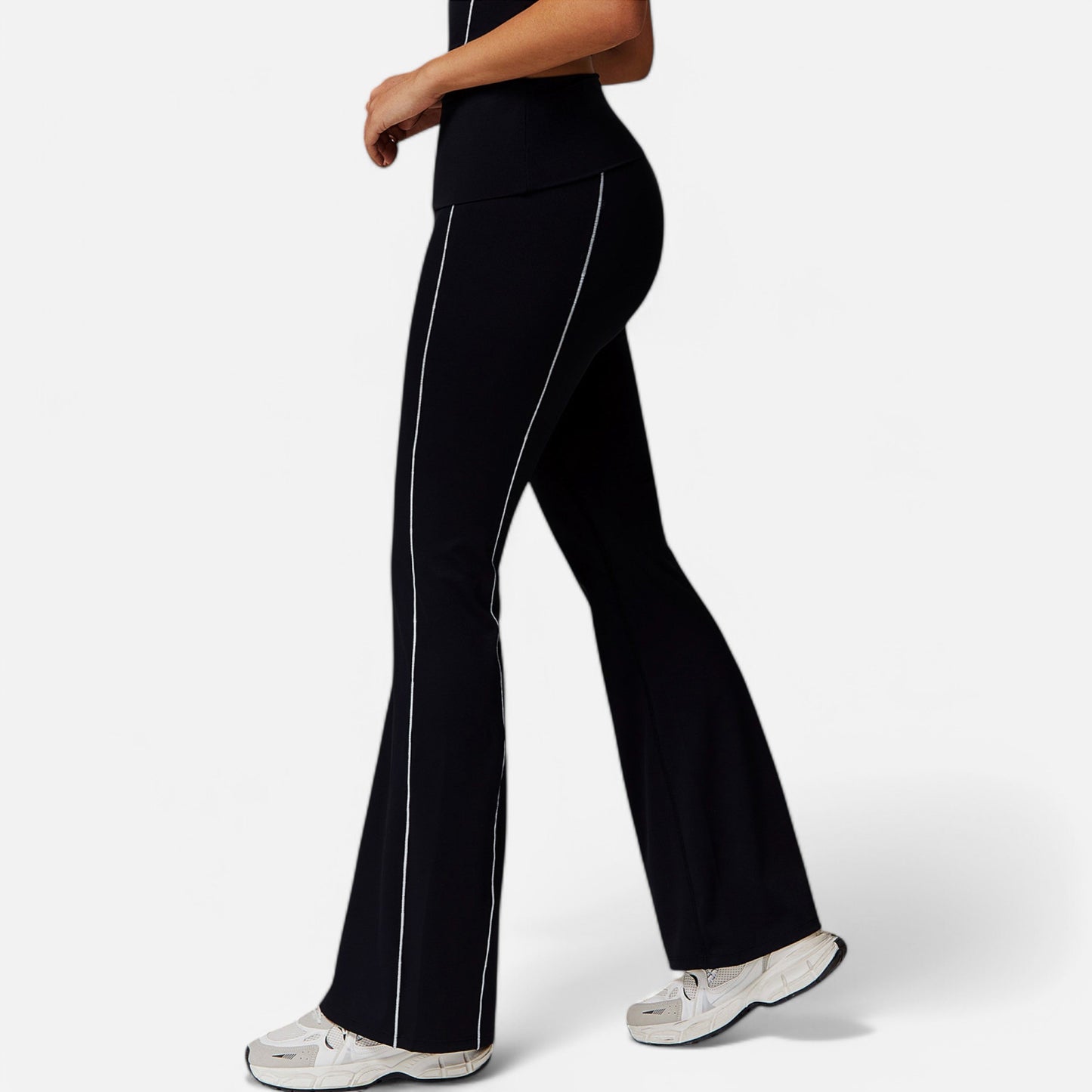 Anna-Kaci Active Women's High Waist Flared Leggings with Contrast Seam Detail and Stretch Fabric
