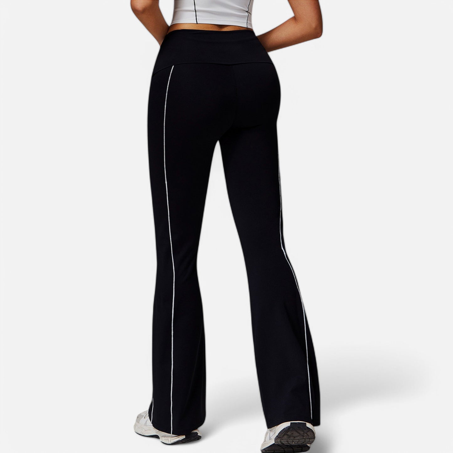Anna-Kaci Active Women's High Waist Flared Leggings with Contrast Seam Detail and Stretch Fabric