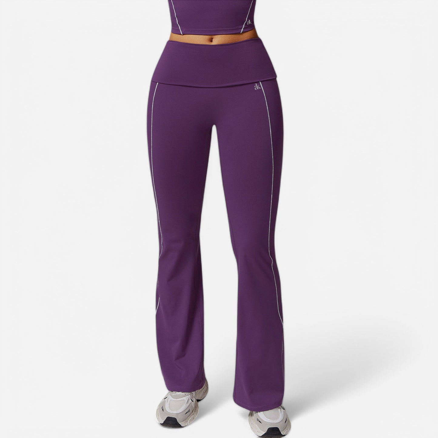 Anna-Kaci Active Women's High Waist Flared Leggings with Contrast Seam Detail and Stretch Fabric