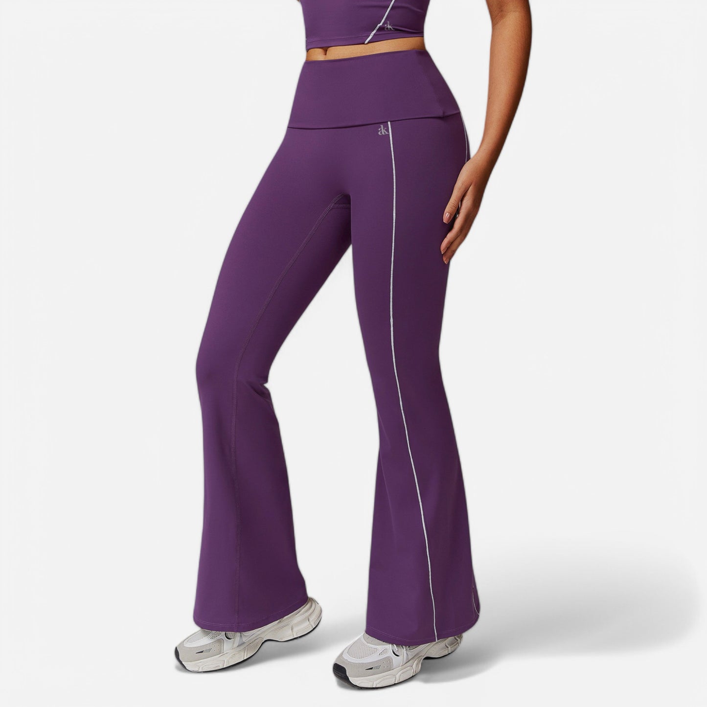 Anna-Kaci Active Women's High Waist Flared Leggings with Contrast Seam Detail and Stretch Fabric