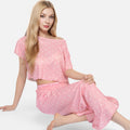 Anna-Kaci Lounge Women's Short Sleeve Lounge Set with Wide Leg Pants and Relaxed Fit