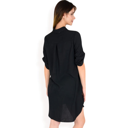 Anna-Kaci Women's Button-Down Roll-Up Sleeve Shirt Dress