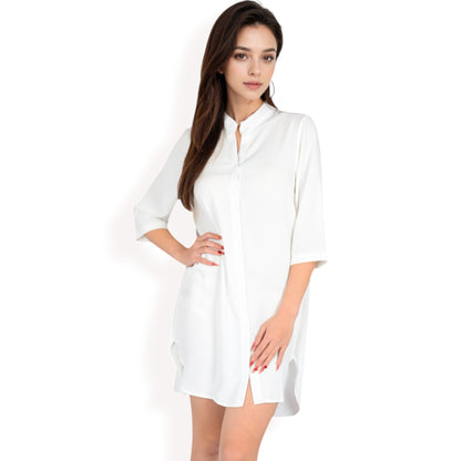 Anna-Kaci Women's Button-Down Roll-Up Sleeve Shirt Dress