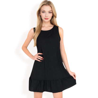 Anna-Kaci Women's Sleeveless Ruffle Hem Textured Shift Dress
