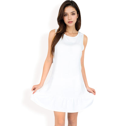 Anna-Kaci Women's Sleeveless Ruffle Hem Textured Shift Dress