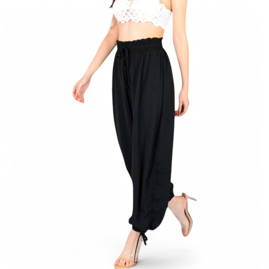 Anna-Kaci Women's Relaxed Fit Drawstring Hem Pants with Elastic Waist