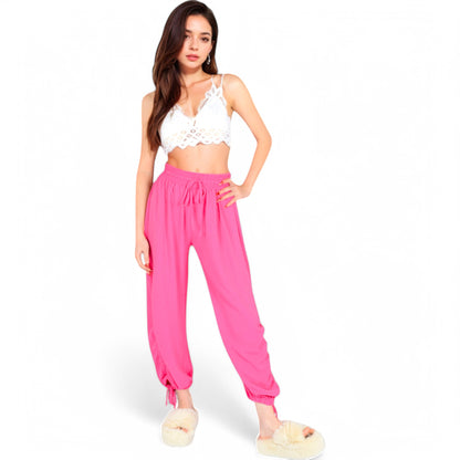Anna-Kaci Women's Relaxed Fit Drawstring Hem Pants with Elastic Waist
