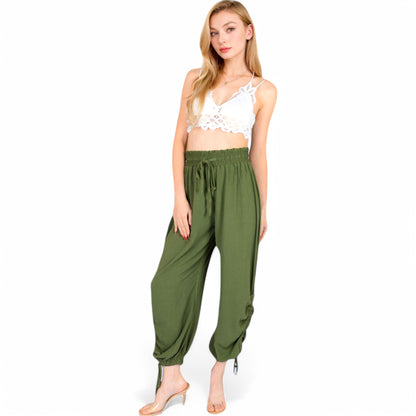 Anna-Kaci Women's Relaxed Fit Drawstring Hem Pants with Elastic Waist