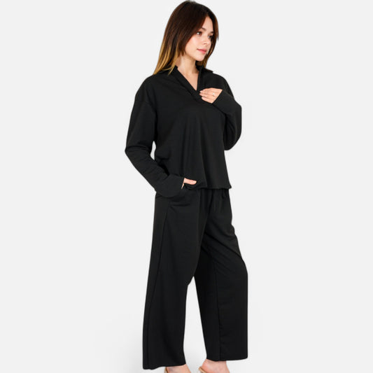 Anna-Kaci Women's Relaxed Fit Pullover and Wide Leg Lounge Pants Set