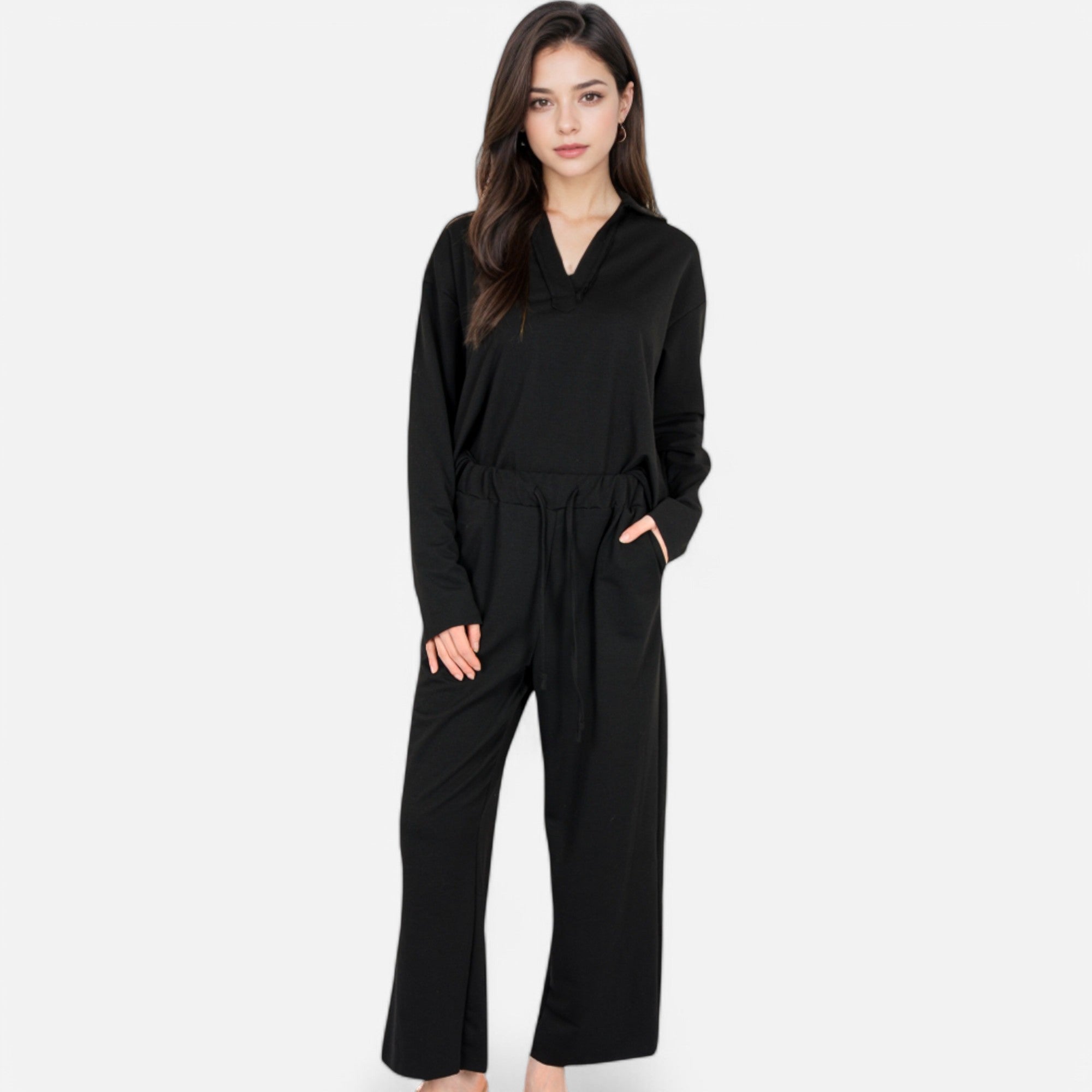 Anna-Kaci Women's Relaxed Fit Pullover and Wide Leg Lounge Pants Set
