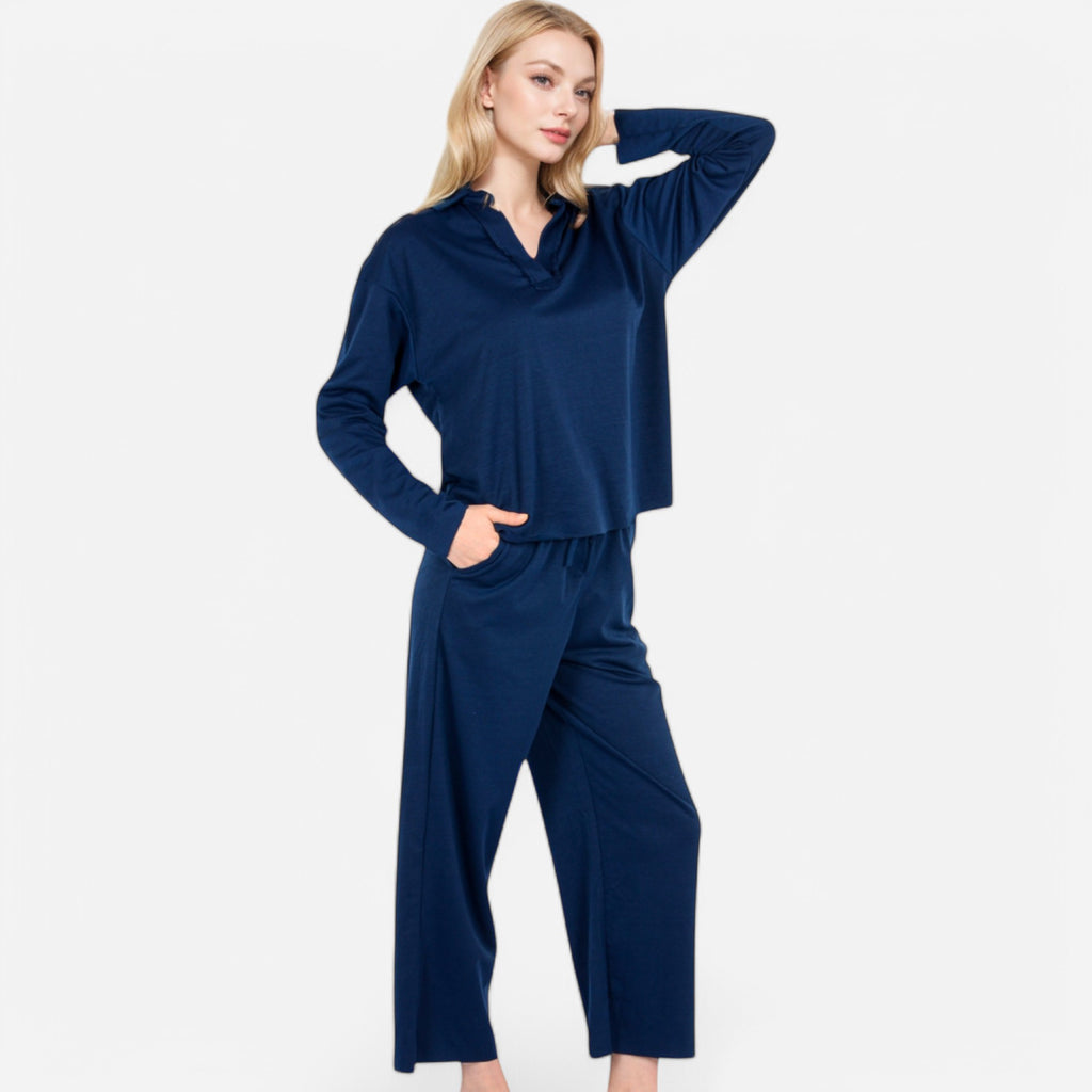 Anna-Kaci Women's Relaxed Fit Pullover and Wide Leg Lounge Pants Set