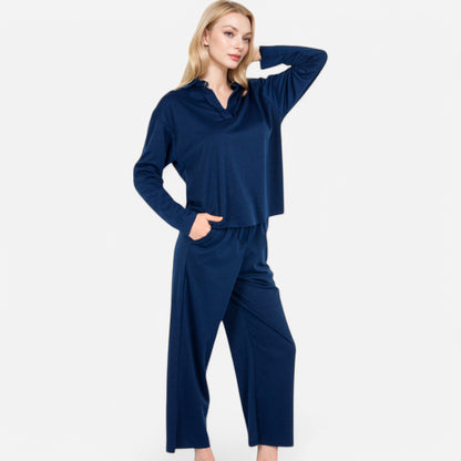 Anna-Kaci Women's Relaxed Fit Pullover and Wide Leg Lounge Pants Set