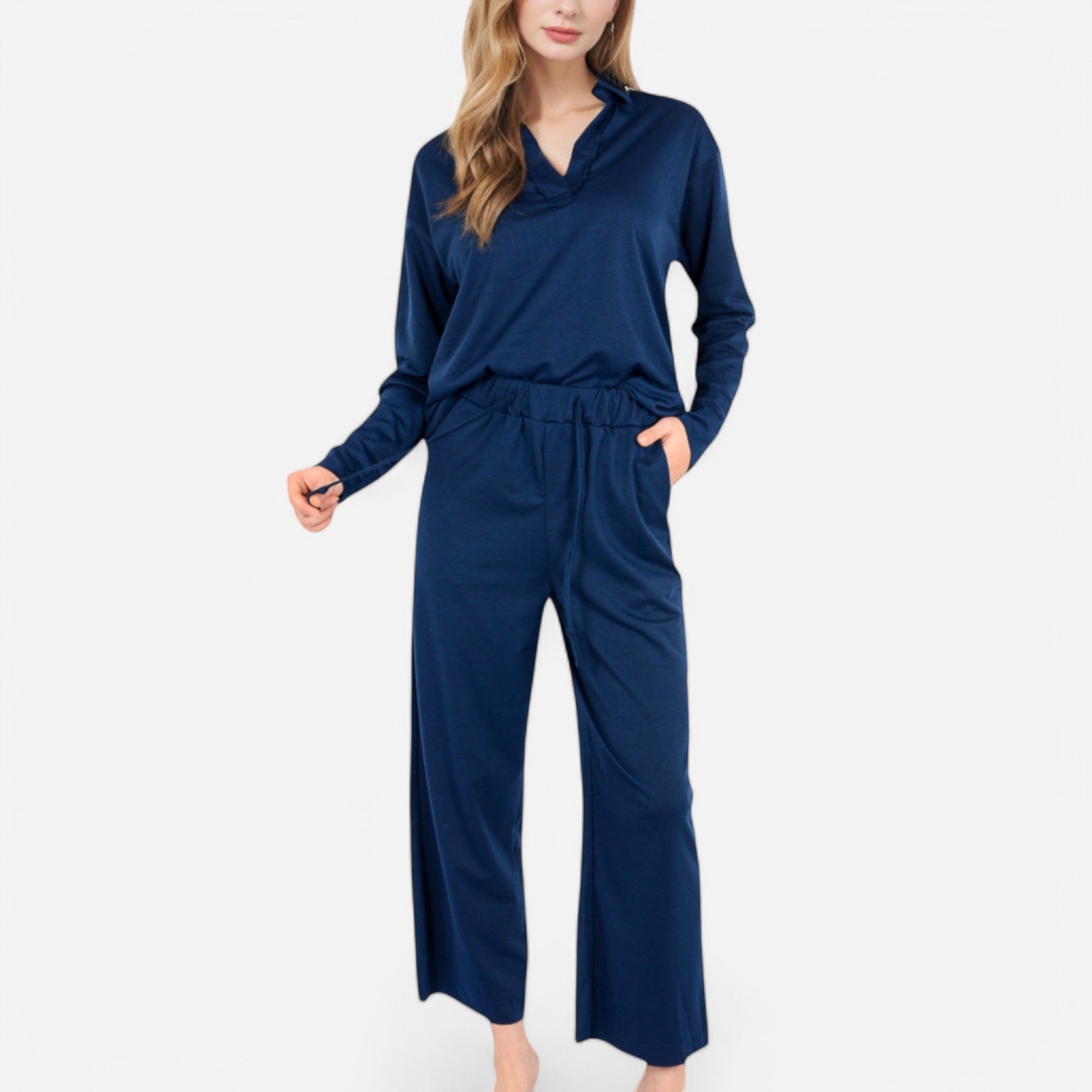 Anna-Kaci Women's Relaxed Fit Pullover and Wide Leg Lounge Pants Set