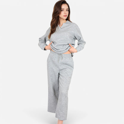 Anna-Kaci Women's Long Sleeve Pullover and Wide Leg Pants Lounge Set