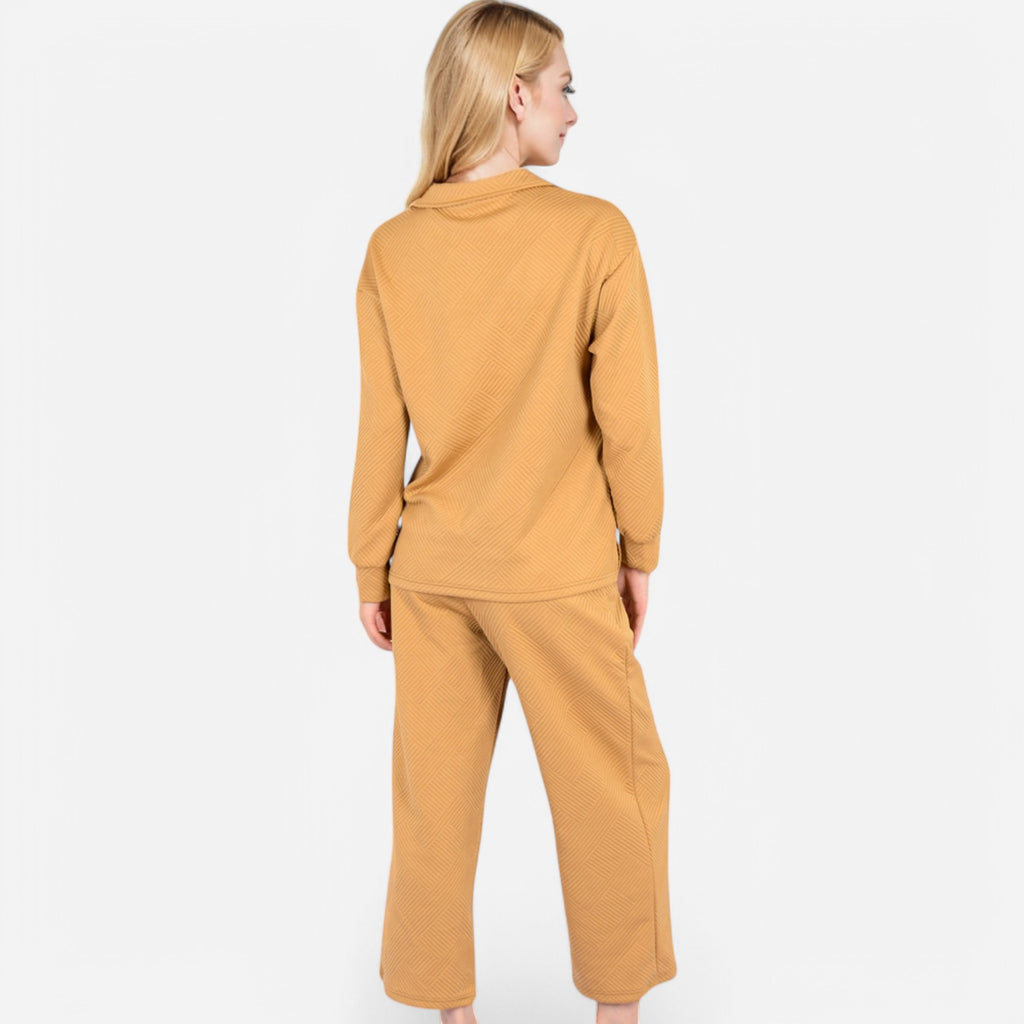 Anna-Kaci Women's Long Sleeve Pullover and Wide Leg Pants Lounge Set