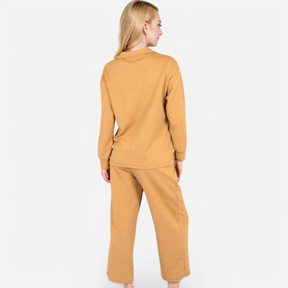 Anna-Kaci Women's Long Sleeve Pullover and Wide Leg Pants Lounge Set