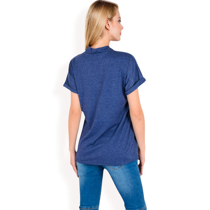 Anna-Kaci Women's Short Sleeve Button Front V-Neck Shirt