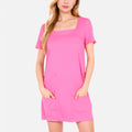 Anna-Kaci Women's Square Neck Short Sleeve Shift Dress with Front Pockets