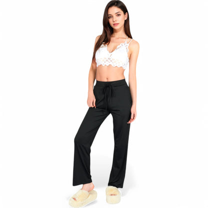 Anna-Kaci Women's High Waist Wide Leg Lounge Pants with Drawstring