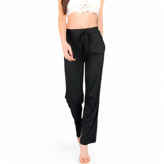 Anna-Kaci Women's High Waist Wide Leg Lounge Pants with Drawstring